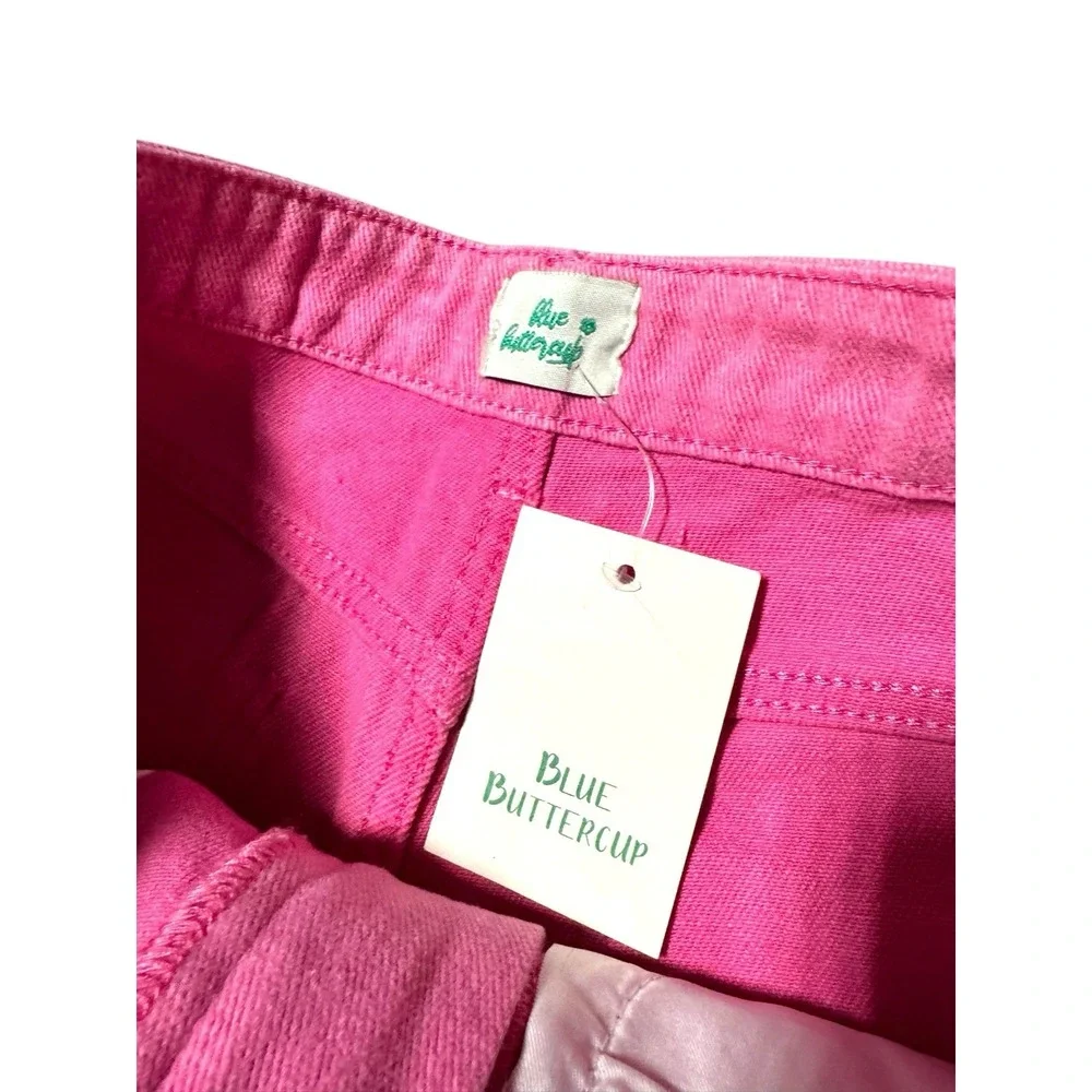 Blue Buttercup Hot Pink‎ Fringe Frayed Denim Shorts Rhinestone Sequin Small NWT